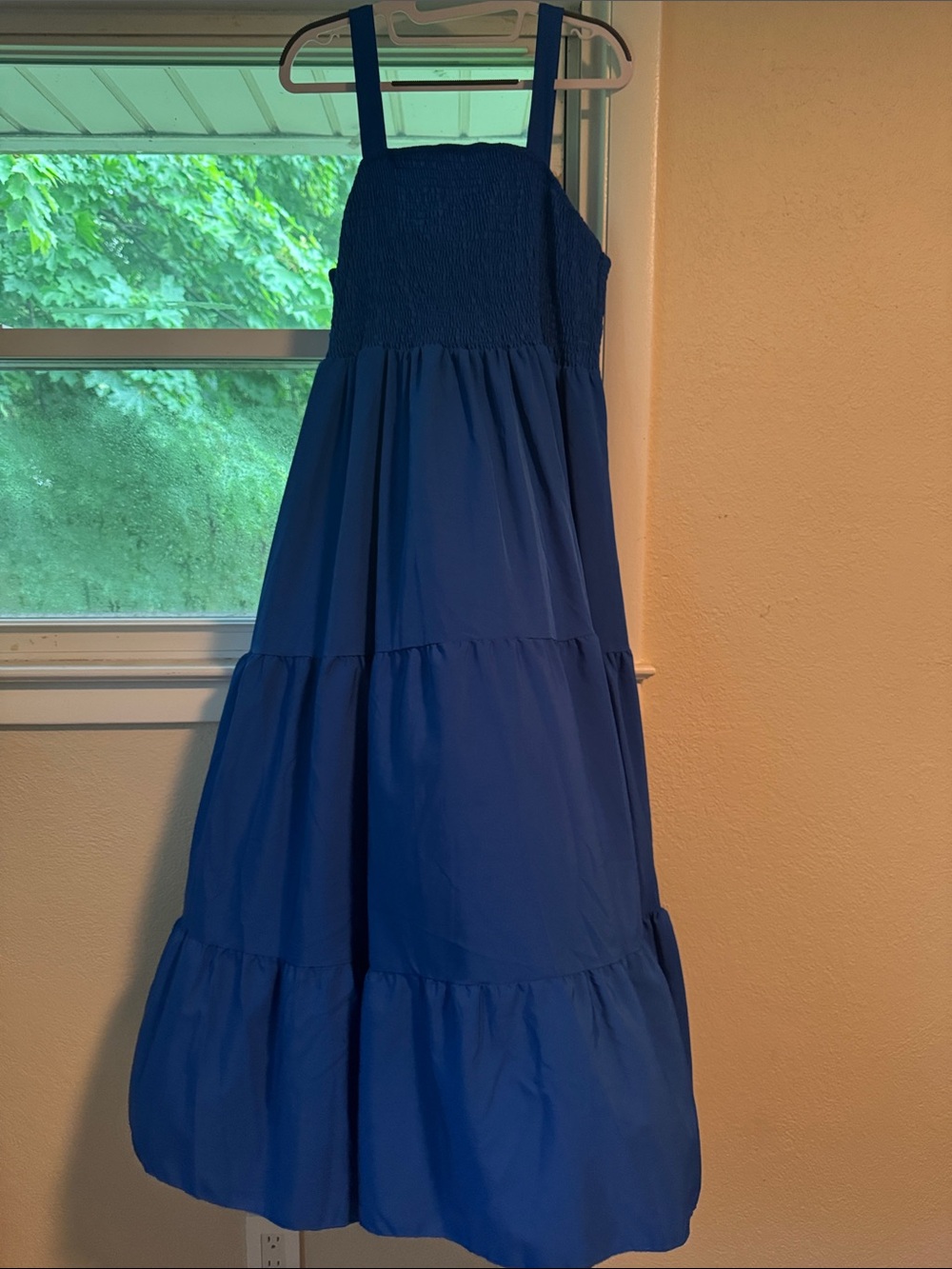 Women’s Blue Tiered Smocked maxi Sundress